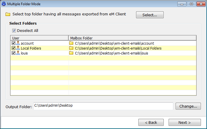screenshot of eM Client Converter